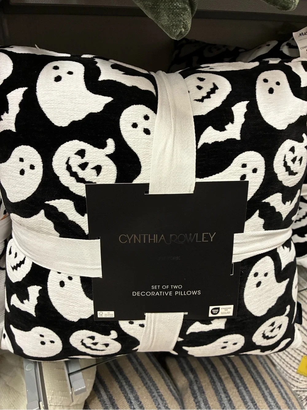 Cynthia Rowley Black and White Ghost & Pumpkin Accent Pillow Set